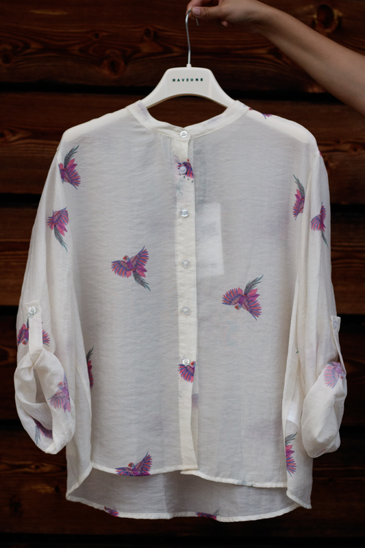 Have One Bluse Papagei transparent, Pink/Lila
