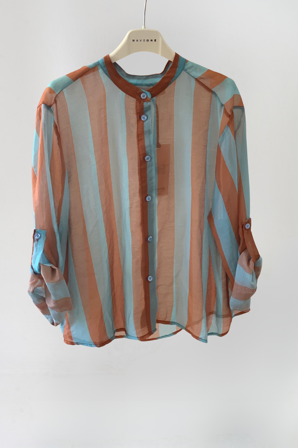 Have One Bluse Streifen Hellblau/Braun