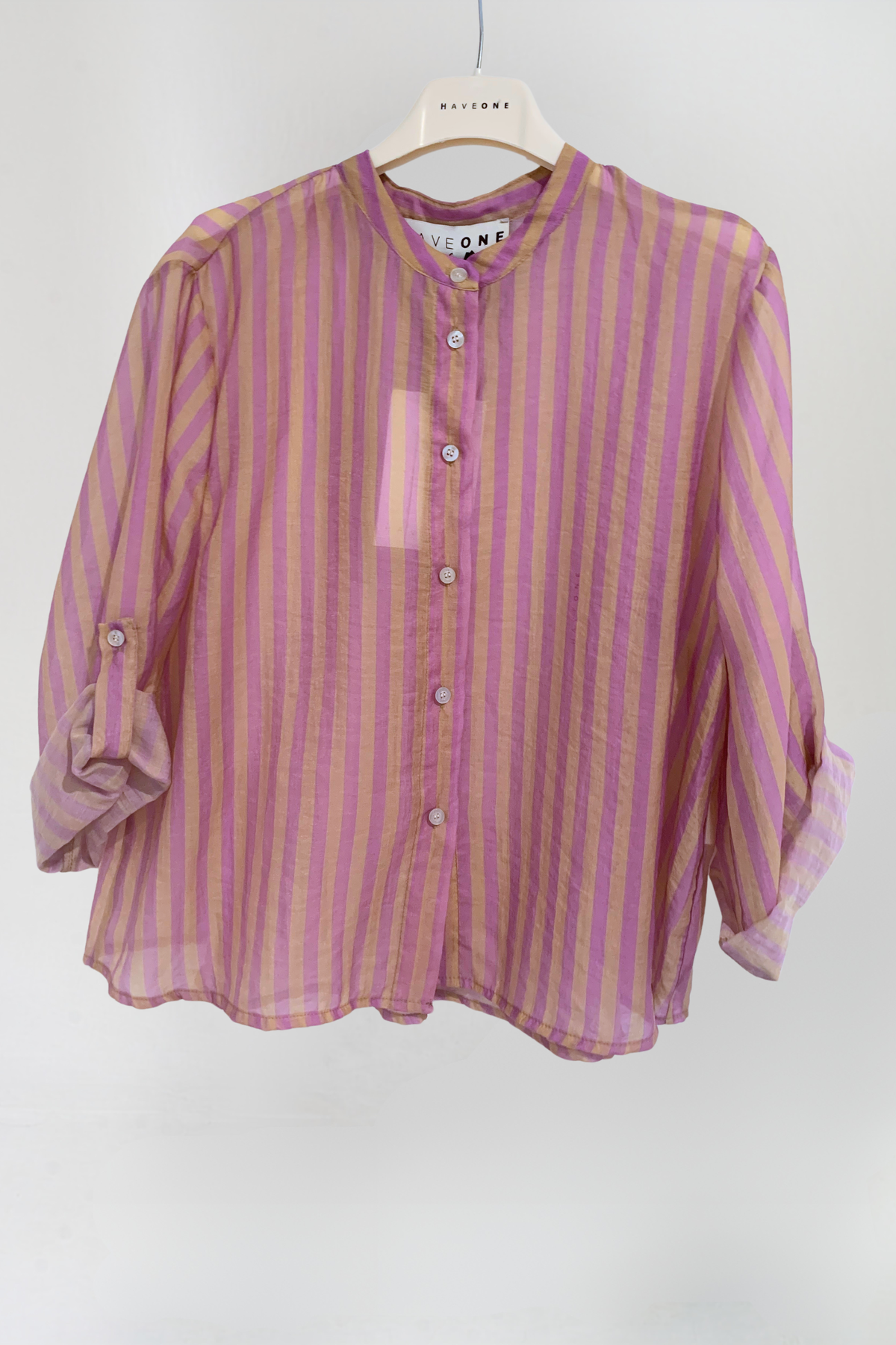 Have One Bluse Streifen Pastell Lila/Hellgelb