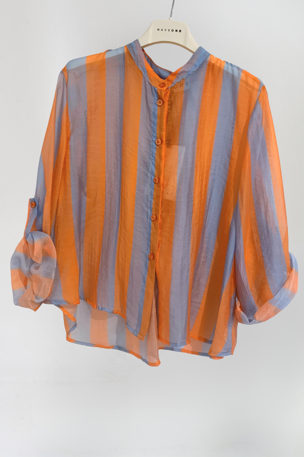 Have One Bluse Streifen Orange/Hellblau