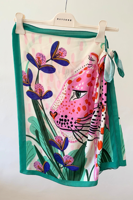 Have One Pareo Leopard Türkis/Pink, kurz
