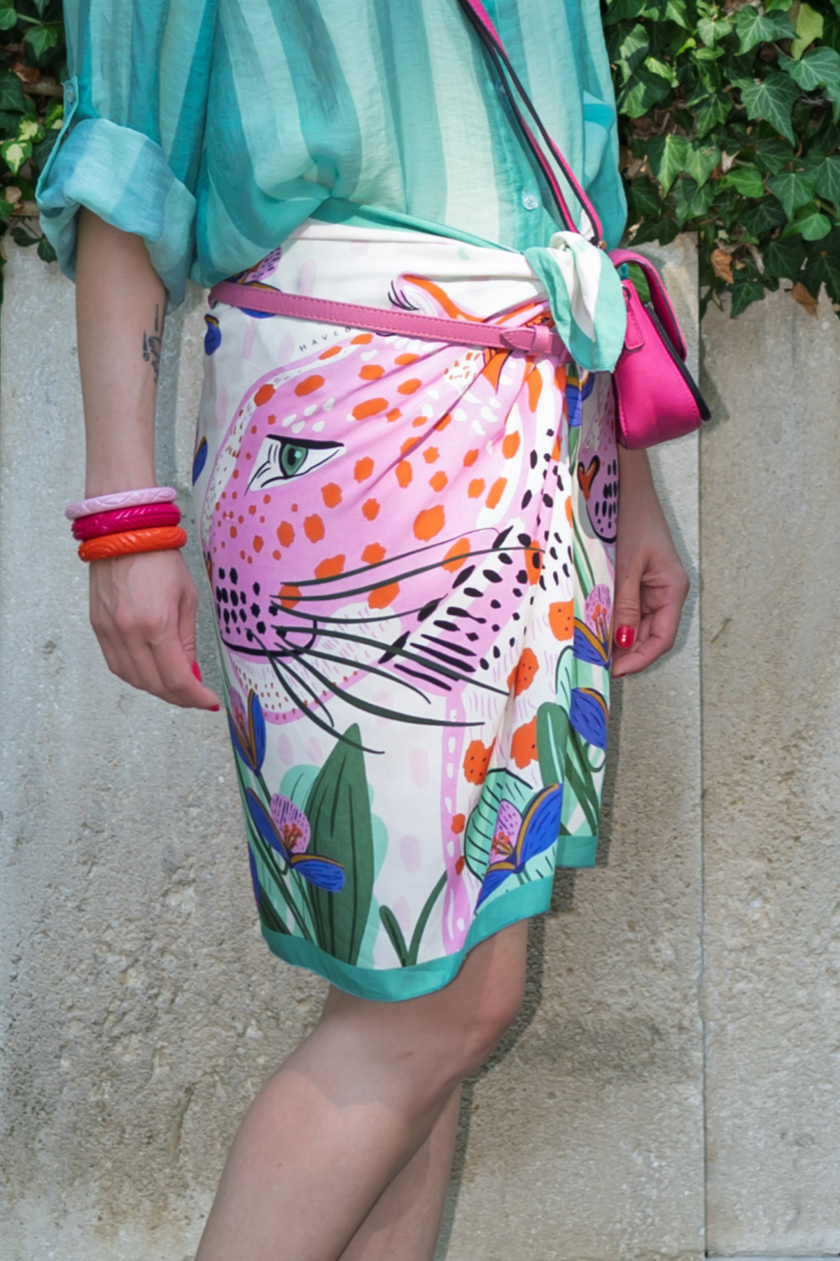 Have One Pareo Leopard Türkis/Pink, kurz
