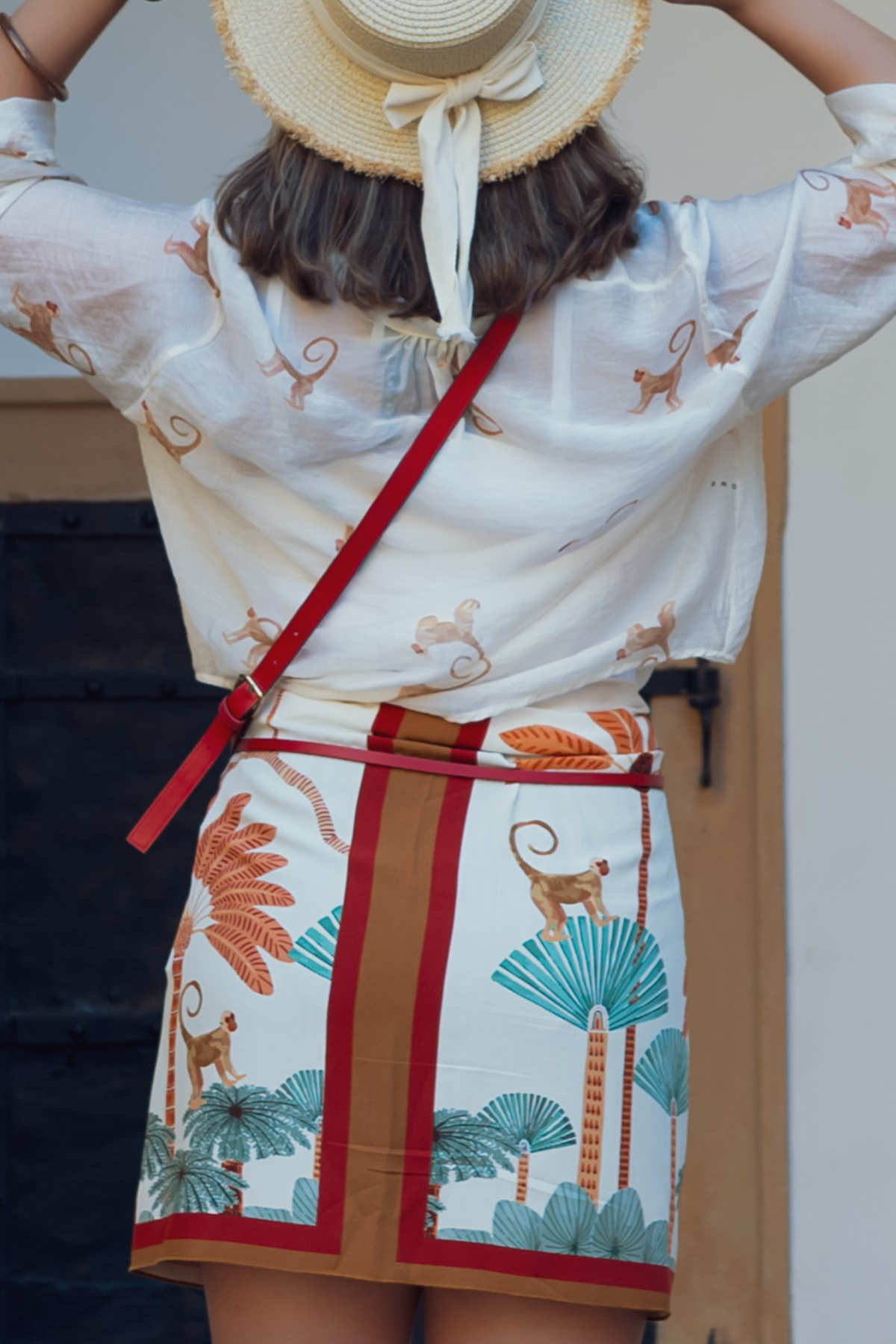 Have One Pareo Monkey Off-White/Rot, kurz