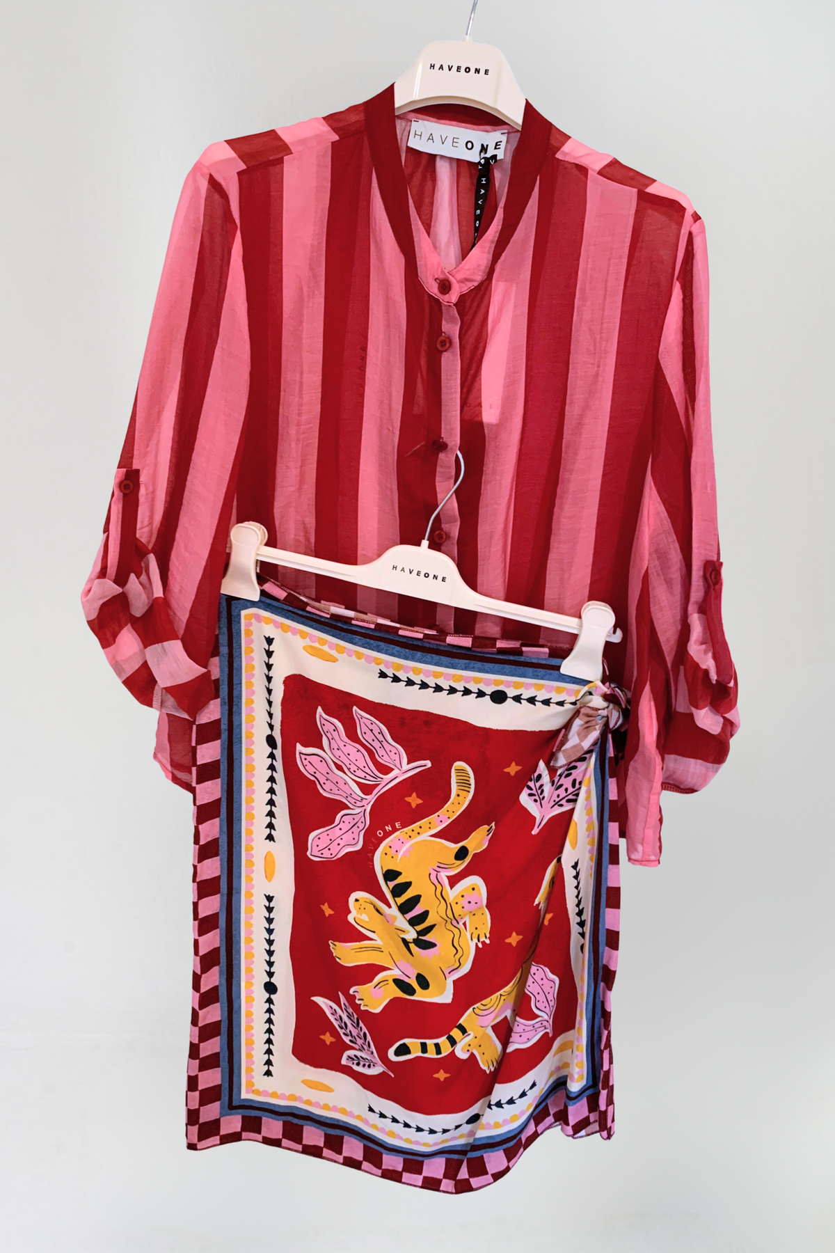 Have One Bluse Streifen Rot/Rosa