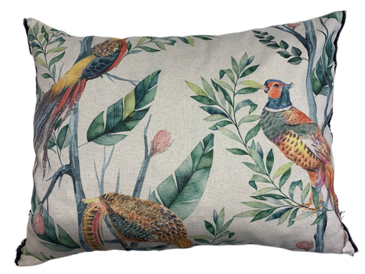 Countryside Birdie - großes Leinenzierkissen